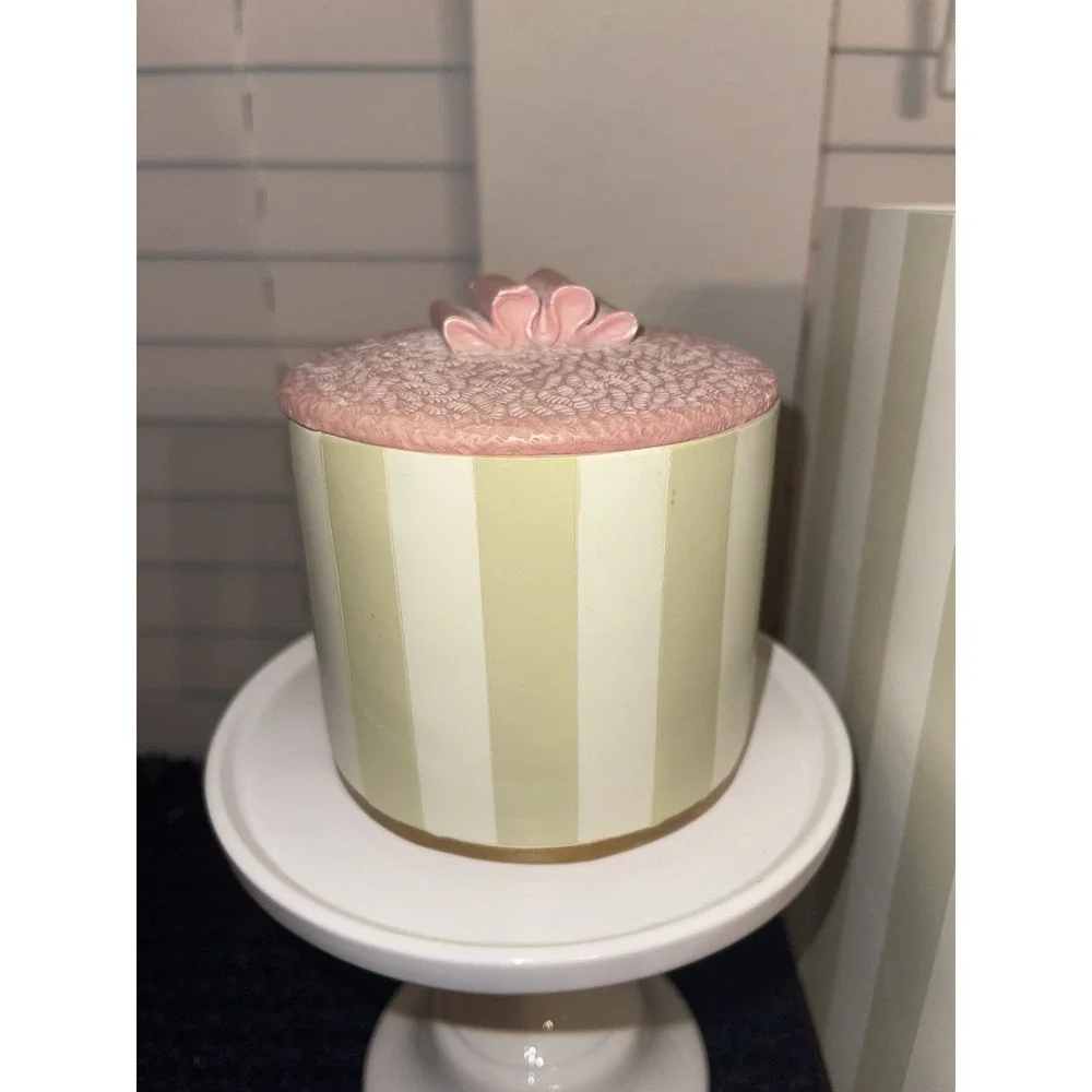 Pink French Powder Box & Matching Waste Basket Girly‎ Powder Room